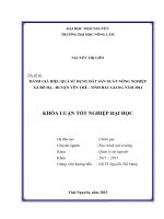 Đánh giá hiệu quả sử dụng đất sản xuất nông nghiệp xã Bố Hạ, huyện Yên Thế, tỉnh Bắc Giang năm 2014 (Khóa luận tốt nghiệp)