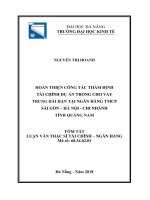 Hoàn thiện công tác thẩm định tài chính dự án trong cho vay trung dài hạn tại ngân hàng TMCP sài gòn   hà nội   chi nhánh tỉnh quảng nam tt 
