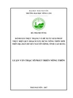 Đánh giá thực trạng và đề xuất giải pháp thực hiện quy hoạch xây dựng nông thôn mới trên địa bàn huyện Nguyên Bình  tỉnh Cao Bằng (Luận văn thạc sĩ)
