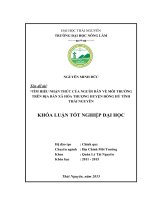 Tìm hiểu nhận thức của người dân về môi trường trên địa bàn xã Hóa Thượng, Huyện Đồng Hỷ, tỉnh Thái Nguyên (Khóa luận tốt nghiệp)