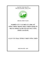 Nghiên cứu vai trò của phụ nữ nông thôn trong phát triển kinh tế hộ gia đình trên địa bàn huyện Quảng Uyên, tỉnh Cao Bằng (Luận văn thạc sĩ)