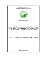 Đánh giá công tác quản lý chất thải rắn sinh hoạt trên địa bàn huyện Phúc Thọ, Thành phố Hà Nội giai đoạn 2014  2016 (Luận văn thạc sĩ)