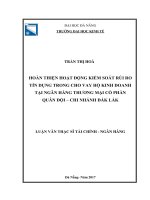Hoàn thiện hoạt động kiểm soát rủi ro tín dụng trong cho vay hộ kinh doanh tại ngân hàng TMCP quân đội  chi nhánh đăk lắk