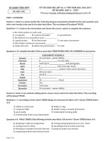 ĐỀ THI CHỌN HSG TIẾNG Anh 11 VĨNH PHÚC