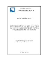 Hoàn thiện công tác kiểm soát  thuế Tài nguyên và phí Bảo vệ môi trường ở Cục Thuế thành phố  Đà Nẵng