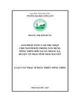 Giải pháp nâng cao thu nhập cho người dân trong xây dựng nông thôn mới trên địa bàn xã Tràng Xá, huyện Võ Nhai, tính Thái Nguyên (Luận văn thạc sĩ)