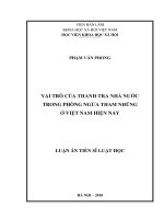 Vai trò của thanh tra nhà nước trong phòng ngừa tham nhũng ở Việt Nam hiện nay (Luận án tiến sĩ)