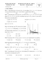 Đề kiểm tra giữa HK2 Toán 12 năm học 2017–2018 trường THPT Thủ Đức