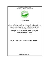 Đánh giá ảnh hưởng của quá trình đô thị hóa đến việc sử dụng đất nông nghiệp và đời sống người dân trên địa bàn huyện Hưng Nguyên giai đoạn 2013  2016 (Luận văn thạc sĩ)
