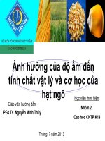 Ảnh hưởng của độ ẩm đến tính chất vật lý và cơ học của hạt ngô