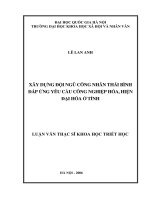 Xây dựng đội ngũ công nhân thái bình đáp ứng yêu cầu công nghiệp hoá  hiện đại hoá ở tỉnh 