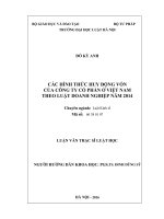 Các hình thức huy động vốn của công ty cổ phần ở việt nam theo luật doanh nghiệp năm 2014 