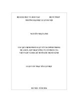 Các quy định pháp luật về tài chính trong mua bán, sáp nhập công ty cổ phần của việt nam và hoa kỳ dưới góc độ so sánh 