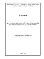 XÂY DỰNG HỆ THỐNG CHỈ TIÊU PHÂN TÍCH TÀI CHÍNH TẠI CÔNG TY TNHH KHOÁNG SẢN MINH THỊNH