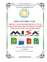 Phong cách lãnh đạo, quản lý và sự ảnh hưởng đến việc xây dựng văn hóa công sở tại Công ty cổ phần MISA