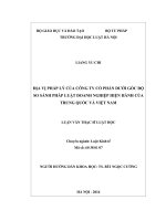 Địa vị pháp lý của công ty cổ phần dưới góc độ so sánh pháp luật doanh nghiệp hiện hành của trung quốc và việt nam  