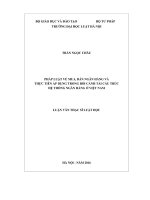 Pháp luật về mua, bán ngân hàng và thực tiễn áp dụng trong bối cảnh tái cấu trúc hệ thống ngân hàng ở việt nam 