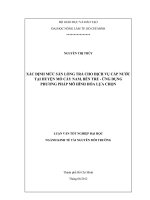 XÁC ĐỊNH MỨC SẴN LÒNG TRẢ CHO DỊCH VỤ CẤP NƯỚC TẠI HUYỆN MỎ CÀY NAM, BẾN TRE  ỨNG DỤNG PHƯƠNG PHÁP MÔ HÌNH HÓA LỰA CHỌN