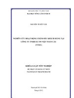 NGHIÊN CỨU HOẠT ĐỘNG CHĂM SÓC KHÁCH HÀNG TẠI CÔNG TY TNHH SX TM VIỆT TOÀN CẦU (VTOC)