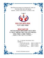 THÀNH PHẦN HỖN HỢP CHẤT DẺO VÀ QUY TRÌNH CHẾ TẠO SẢN PHẨM : ỐNG NHỰA CHỊU NHIỆT. Bài Tập 07 môn Vật Liệu Học