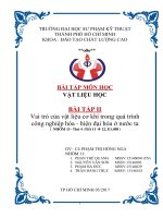 Vai trò của vật liệu cơ khí trong quá trình  công nghiệp hóa  hiện đại hóa ở nước ta  Bài Tập 02 môn Vật Liệu Học