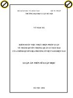 Kiểm soát việc thực hiện pháp luật về thẩm quyền trong quản lý đất đai của chính quyền địa phương ở việt nam hiện nay 