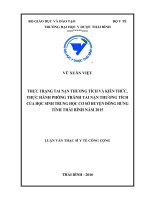 Thực trạng tai nạn thương tích và kiến thức, thực hành phòng tránh tai nạn thương tích của học sinh trung học cơ sở huyện đông hưng tỉnh thái bình năm 2015 