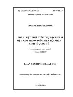 Pháp luật thuế tiêu thụ đặc biệt ở việt nam trong điều kiện hội nhập kinh tế quốc tế 