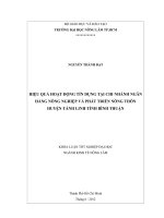 HIỆU QUẢ HOẠT ĐỘNG TÍN DỤNG TẠI CHI NHÁNH NGÂN HÀNG NÔNG NGHIỆP VÀ PHÁT TRIỂN NÔNG THÔN HUYỆN TÁNH LINH TỈNH BÌNH THUẬN