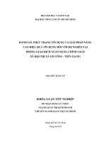 ĐÁNH GIÁ THỰC TRẠNG TÍN DỤNG VÀ GIẢI PHÁP NÂNG CAO HIỆU QUẢ TÍN DỤNG ĐỐI VỚI HỘ NGHÈO TẠI PHÒNG GIAO DỊCH NGÂN HÀNG CHÍNH SÁCH XÃ HỘI THỊ XÃ GÒ CÔNG  TIỀN GIANG