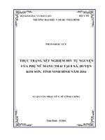 Thực trạng xét nghiệm HIV tự nguyện của phụ nữ mang thai tại 8 xã, huyện kim sơn, tỉnh ninh bình năm 2016  