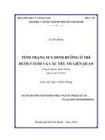 Tình trạng suy dinh dưỡng ở trẻ em dưới 5 tuổi và các yếu tố liên quan 