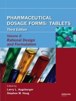 Larry l  augsburger, stephen w  hoag pharmaceutical dosage forms tablets, third edition three volume set pharmaceutical dosage forms tablets, third edition volume 2 rational design and formulation