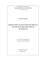ĐÁNH GIÁ CÔNG TÁC QUẢN TRỊ NGUỒN NHÂN LỰC TẠI CÔNG TY CỔ PHẦN TỔNG CÔNG TY MAY ĐỒNG NAI