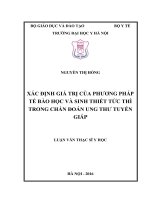 Xác định gía trị của phương pháp tế bào học và sinh thiết tức thì trong chẩn đoán ung thư tuyến giáp 