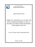 Nghiên cứu ảnh hưởng của cấu trúc  vốn đến giá trị doanh nghiệp các công ty bất động sản niêm yết trên thị  trường chứng khoán Việt Nam
