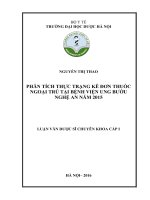 Phân tích thực trạng kê đơn thuốc ngoại trú tại Bệnh viện ung bướu Nghệ An năm 2015 (Luận văn tốt nghiệp Dược sĩ chuyên khoa cấp I)