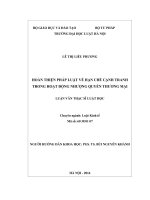 Hoàn thiện pháp luật về hạn chế cạnh tranh trong hoạt động nhượng quyền thương mại 