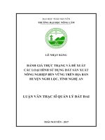 Đánh giá thực trạng và đề xuất các loại hình sử dụng đất sản xuất nông nghiệp bền vững trên địa bàn huyện Nghi Lộc, tỉnh Nghệ An (Luận văn thạc sĩ)
