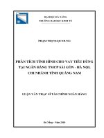 Phân tích tình hình cho vay tiêu dùng tại ngân  hàng TMCP Sài Gòn – Hà Nội, chi nhánh tỉnh Quảng Nam