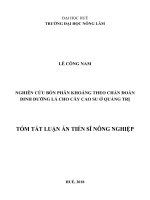 Nghiên cứu bón phân khoáng theo chẩn đoán dinh dưỡng lá cho cây cao su ở quảng trị (tt)