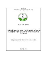 Phân tích danh mục thuốc được sử dụng tại Bệnh viện Quân Y 7B tỉnh Đồng Nai năm 2015 (Luận văn thạc sĩ)