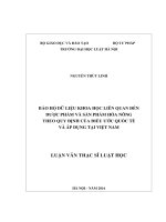 Bảo hộ dữ liệu khoa học liên quan đến dược phẩm và sản phẩm hóa nông theo quy định của điều ước quốc tế và áp dụng tại việt nam 