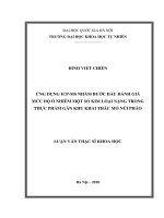 ỨNG DỤNG ICPMS NHẰM BƯỚC ĐẦU ĐÁNH GIÁ MỨC ĐỘ Ô NHIỄM MỘT SỐ KIM LOẠI NẶNG TRONG THỰC PHẨM GẦN KHU KHAI THÁC MỎ NÚI PHÁO