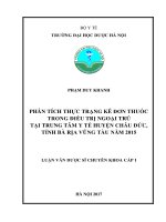 Phân tích thực trạng kê đơn thuốc trong điều trị ngoại trú tại Trung tâm Y tế huyện Châu Đức, tỉnh Bà Rịa Vũng Tàu năm 2015 (Luận văn thạc sĩ)