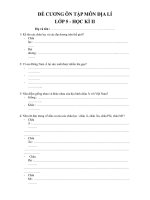 ĐỀ CƯƠNG ÔN TẬP MÔN ĐỊA LÍ LỚP 5HỌC KÌ II