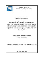 Kiểm soát rủi ro tín dụng trong cho vay doanh nghiệp tại ngân hàng nông nghiệp và phát triển nông thôn việt nam chi nhánh quận ngũ hành sơn đà nẵng (tt) 