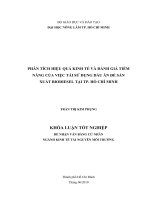 PHÂN TÍCH HIỆU QUẢ KINH tế và ĐÁNH GIÁ TIỀM NĂNG của VIỆC tái sử DỤNG dầu ăn   tran thi kim phung