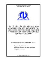 CĂN CỨ VÀO CÁC VĂN BẢN QUY ĐỊNH CỦA NHÀ NƯỚC XÂY DỰNG MỘT TÀI LIỆU ĐỂ TỔ CHỨC BUỔI LỄ “KỶ NIỆM 45 NĂM TRUYỀN THỐNG TRƯỜNG ĐẠI HỌC NỘI VỤ HÀ NỘI”