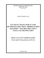 Xây dựng trang Web tư liệu hỗ trợ giảng dạy phần Hiđrocacbon mạch hở - SGK Hóa học lớp 11 nâng cao trường THPT